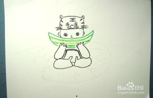 吃瓜男孩简单画法